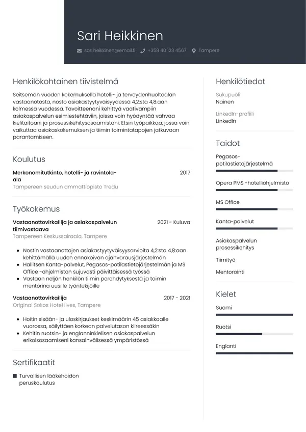 CV-pohja — Tyyli 1
