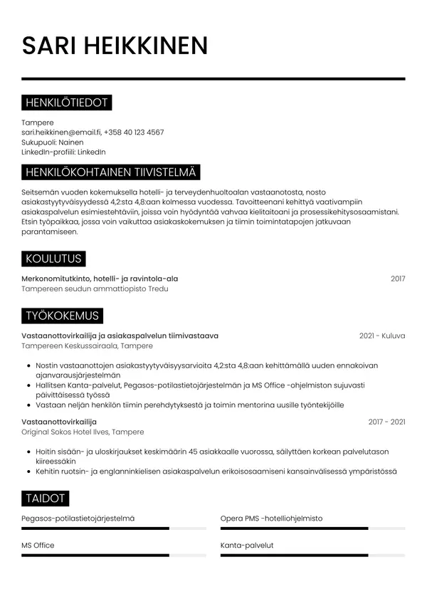 CV-pohja — Tyyli 11