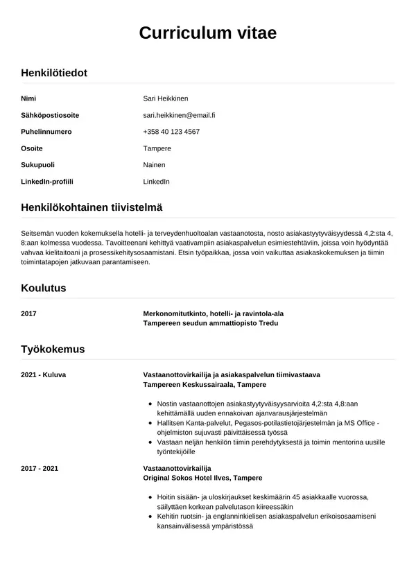 CV-pohja — Tyyli 12