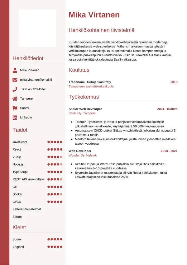 CV-pohja — Tyyli 10