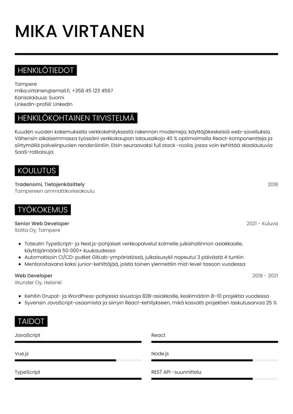 CV-pohja — Tyyli 11