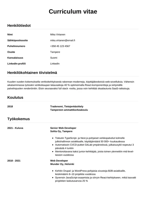 CV-pohja — Tyyli 12