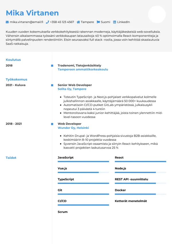 CV-pohja — Tyyli 2