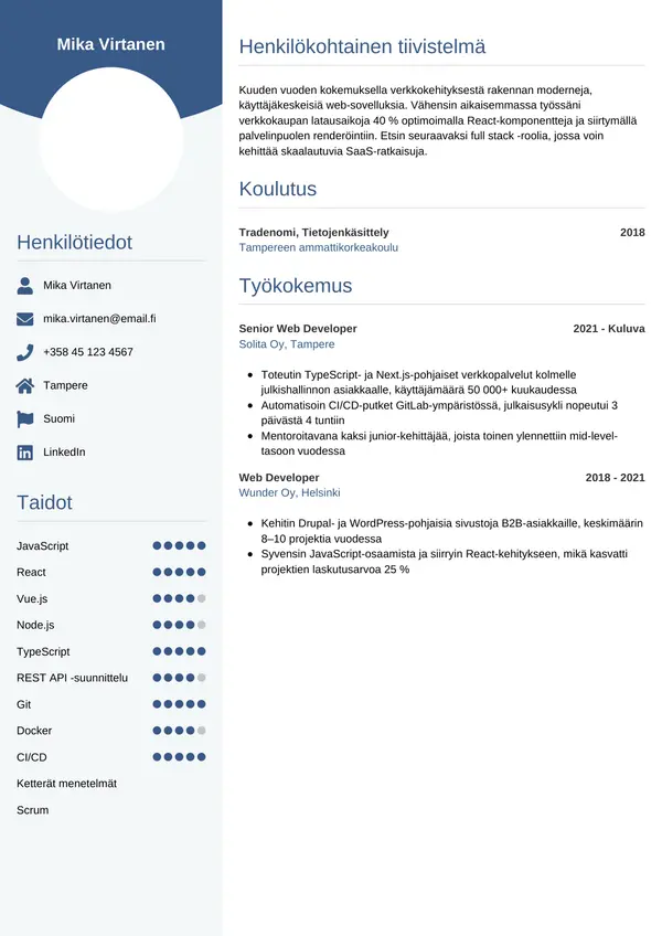 CV-pohja — Tyyli 4