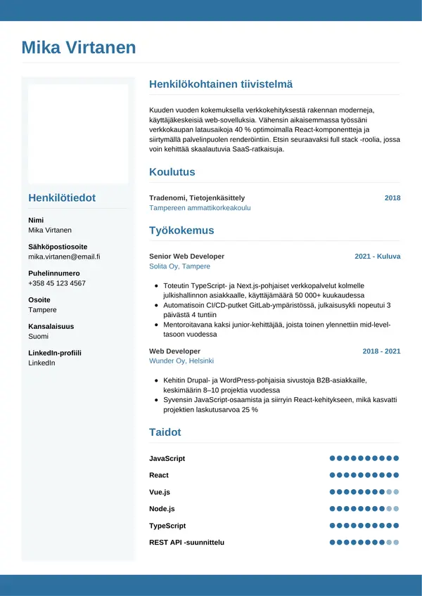 CV-pohja — Tyyli 9