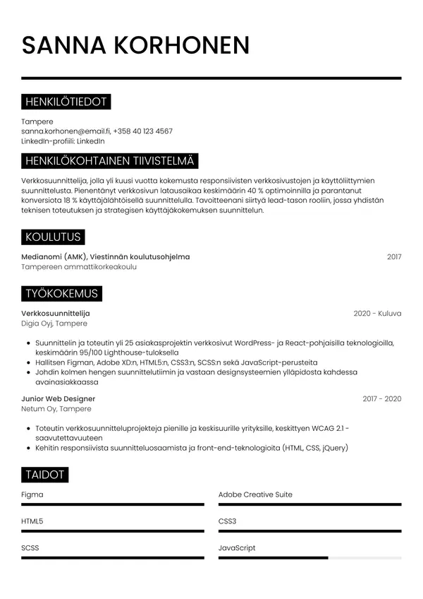 CV-pohja — Tyyli 11