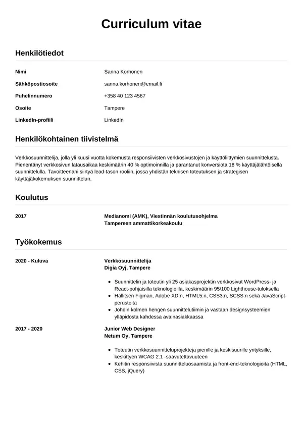 CV-pohja — Tyyli 12