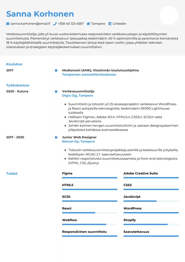 CV-pohja — Tyyli 2