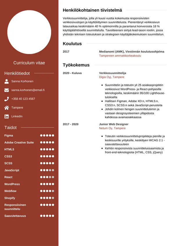 CV-pohja — Tyyli 5