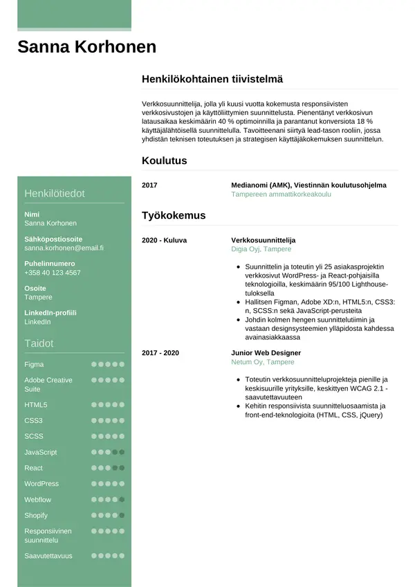 CV-pohja — Tyyli 8