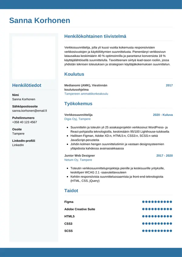 CV-pohja — Tyyli 9