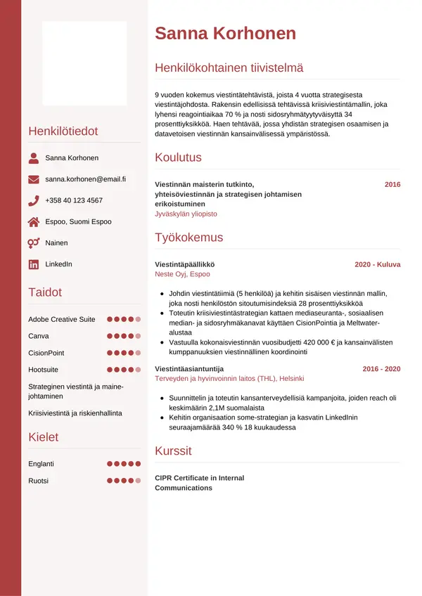 CV-pohja — Tyyli 10