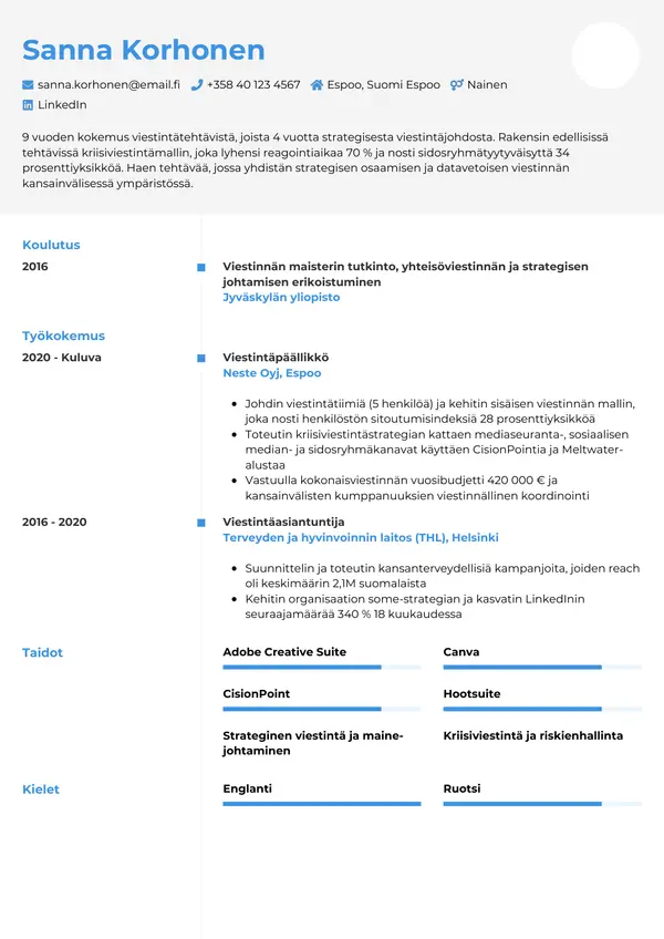 CV-pohja — Tyyli 2