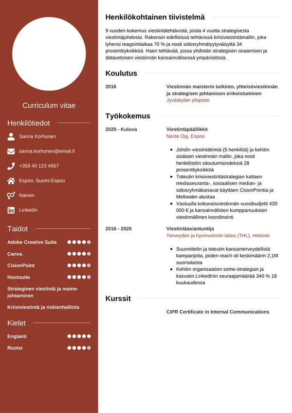 CV-pohja — Tyyli 5