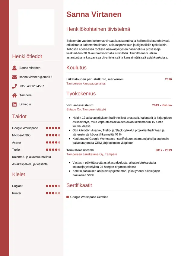 CV-pohja — Tyyli 10