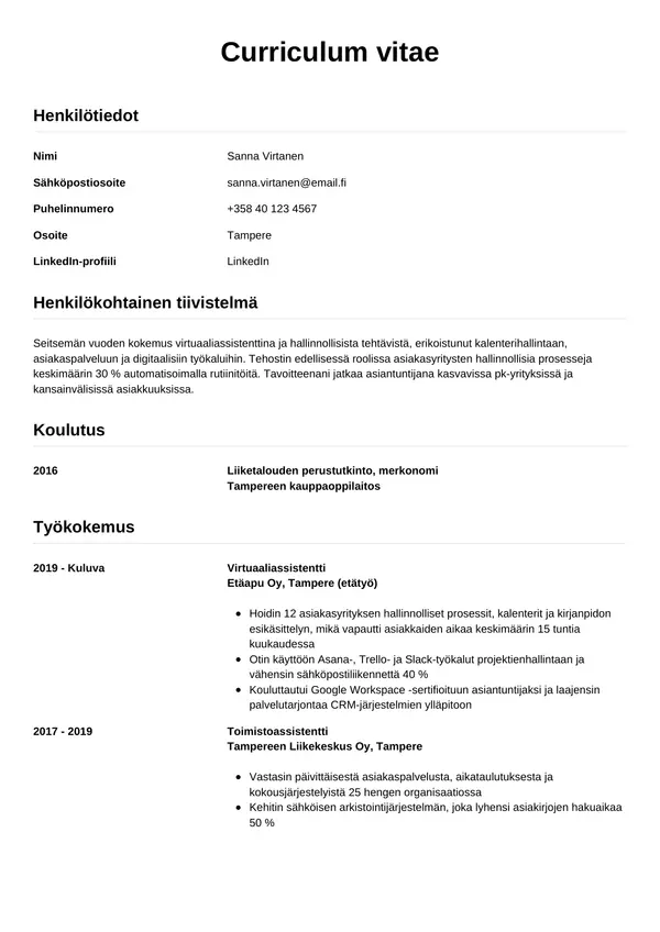 CV-pohja — Tyyli 12