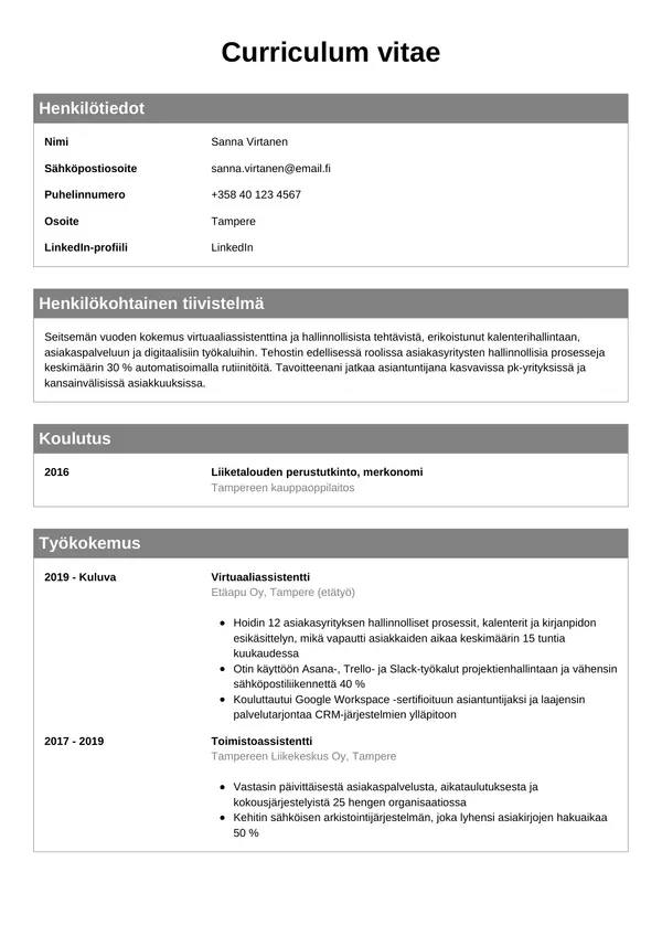 CV-pohja — Tyyli 7