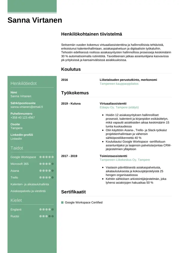 CV-pohja — Tyyli 8