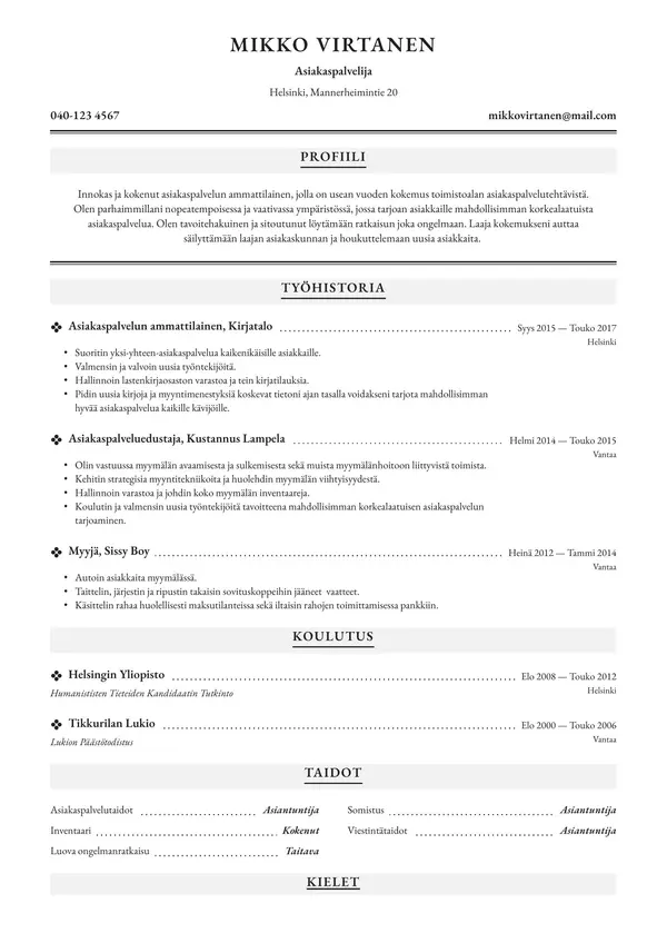 Yksinkertainen Ansioluettelopohja CV-pohja — Tyyli 3