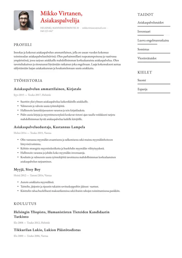 Yksinkertainen Ansioluettelopohja CV-pohja — Tyyli 5