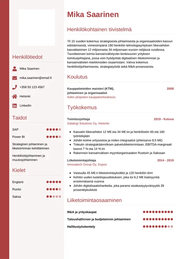 CV-pohja — Tyyli 10