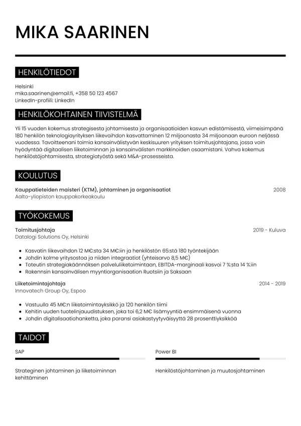 CV-pohja — Tyyli 11