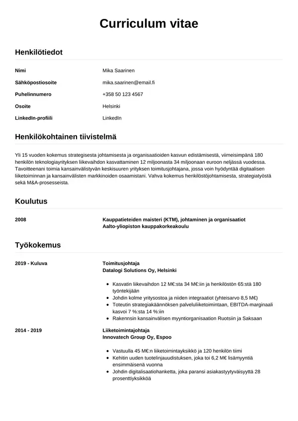 CV-pohja — Tyyli 12