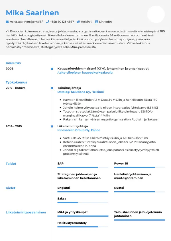 CV-pohja — Tyyli 2