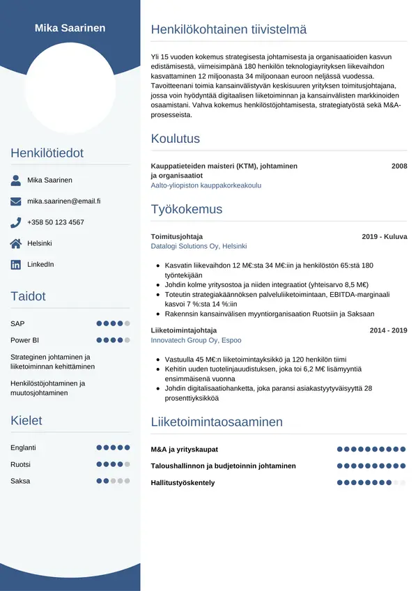 CV-pohja — Tyyli 4