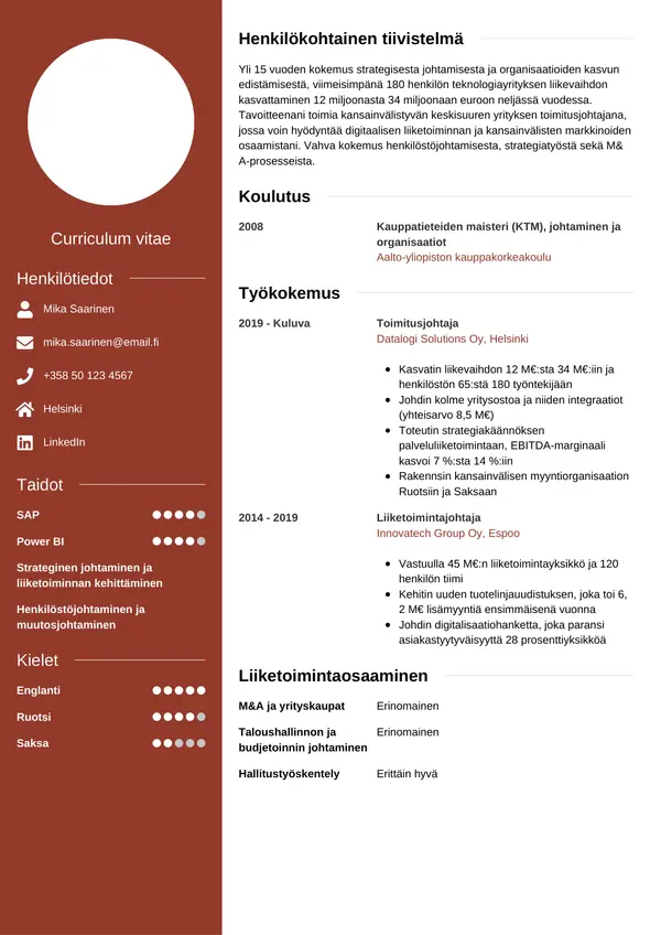 CV-pohja — Tyyli 5