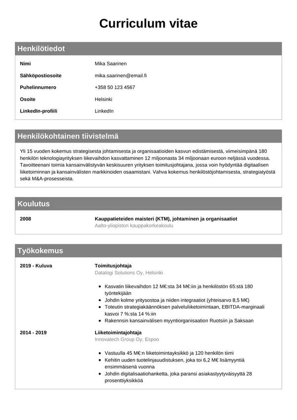 CV-pohja — Tyyli 7