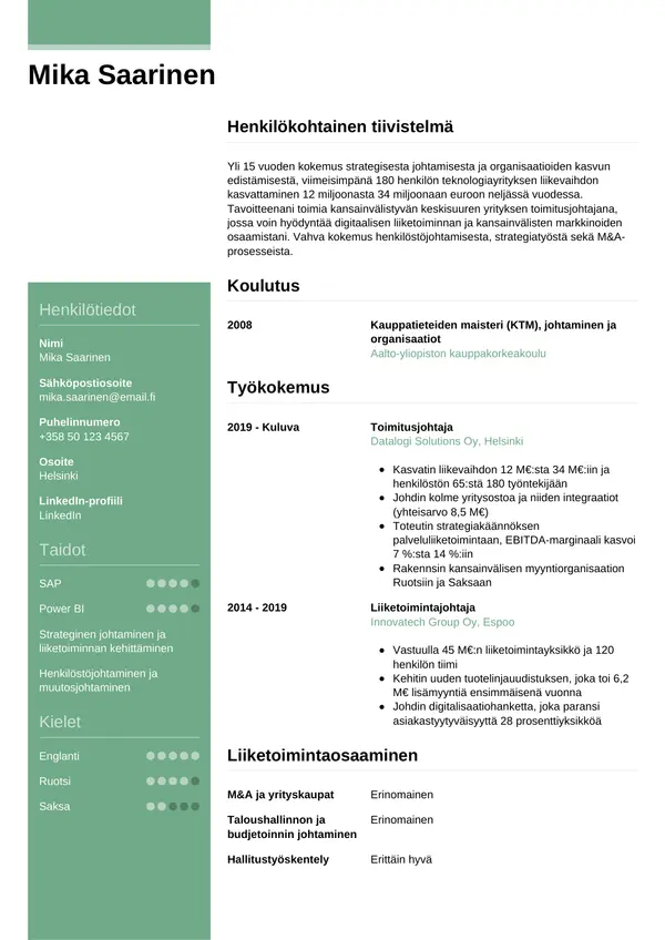 CV-pohja — Tyyli 8