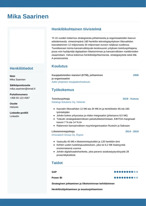 CV-pohja — Tyyli 9