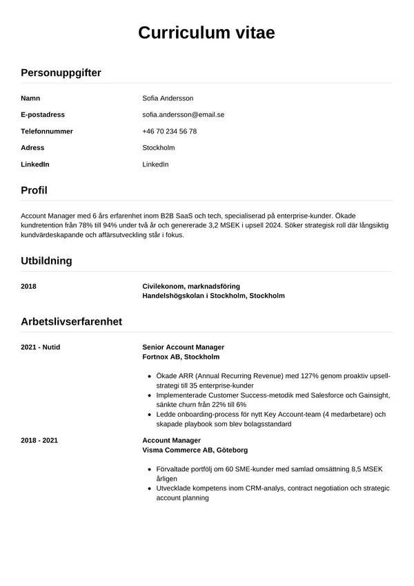 CV template Yksinkertainen